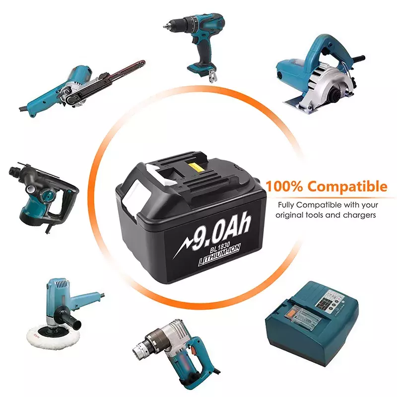 3.0/4.0/6.0/9.0 Ah Lithium ion Rechargeable Replacement for Makita 18V Battery BL1850 BL1830 BL1860 LXT400 Cordless Drills L50