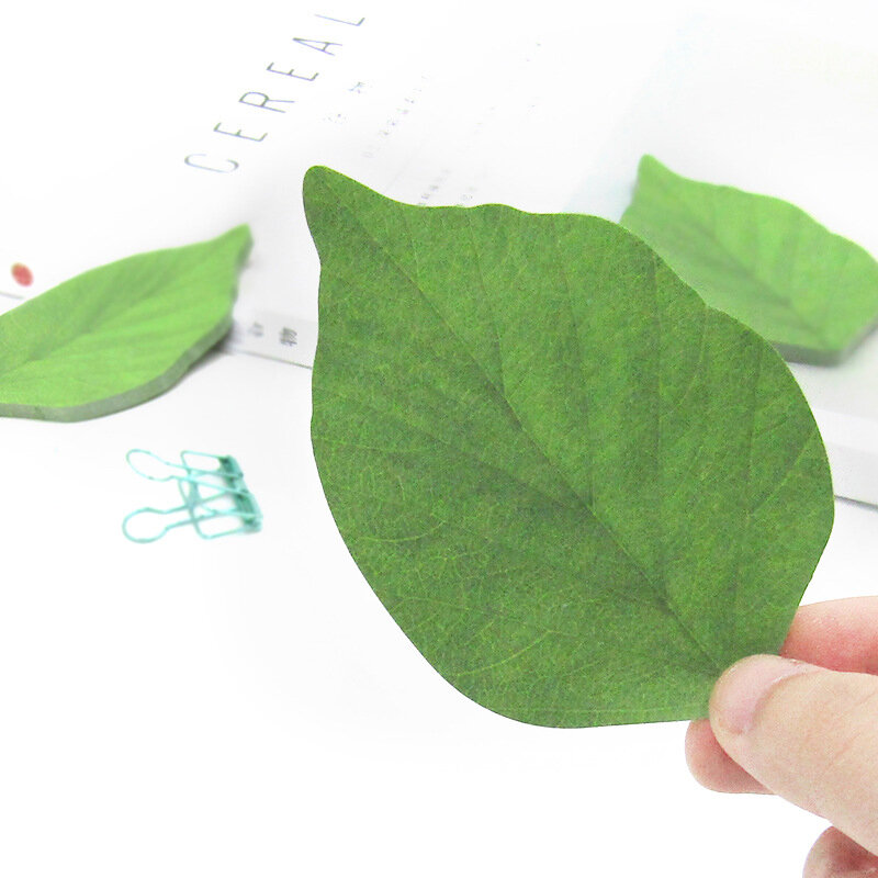 50 Sheets Cute Green Leaves Memo Pads Simple Student Sticky Notes Message Note Paper Kawaii Stationery School Office Supplies