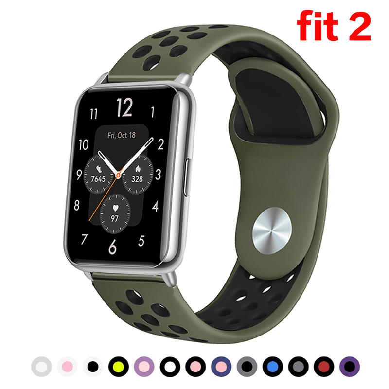 Pulseira de silicone para huawei relógio ajuste 2 banda smartwatch acessórios respirável correa substituição cinto huawei relógio fit2 cinta