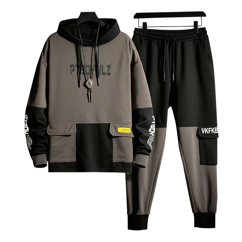 Men's Tracksuit Casual Hoodies + Sweatpants 2pcs Jogging Suit Fashion Male Autumn Sports Outdoor Sets Gym Sportswear Clothing
