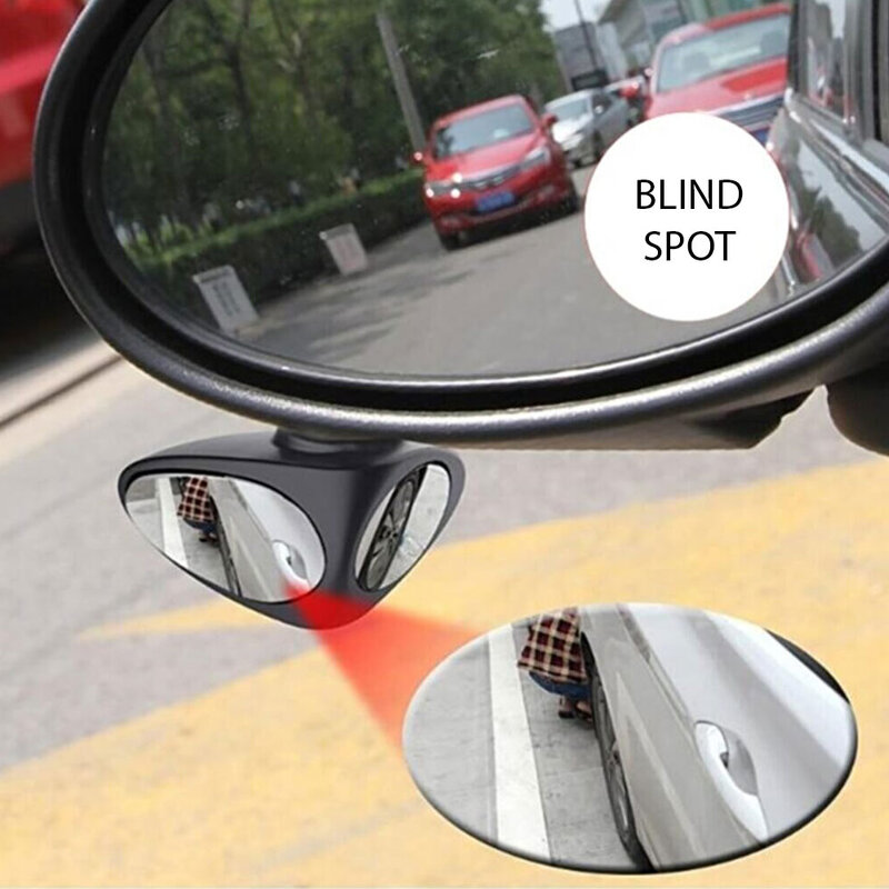 Espejo de punto ciego convexo ajustable bidireccional HD, accesorio de espejo retrovisor de coche ajustable de 360 grados