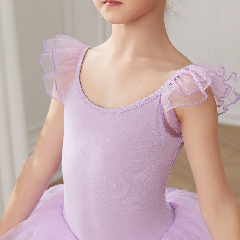 AOQUNFS Gaun Tutu Balet Anak Perempuan Leotards Senam Anak-anak Rok Tulle Pakaian Tari Katun Kostum Balet Danau Angsa Merah Muda