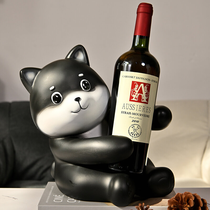 الراتنج الكلب حامل زجاجات النبيذ الحيوان الراتنج النحت تمثال كلب صغير تماثل صمغي زخرفة ديكور المنزل sulpture للمنزل تمثال ديكور