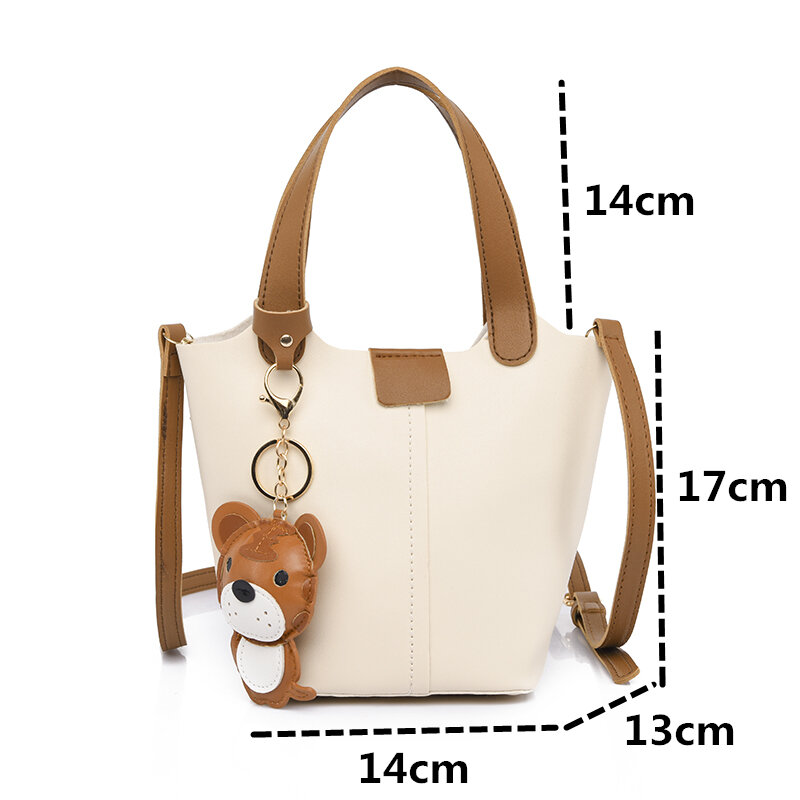 High-end, bucket bag, lovely, small tiger pendant, fashion, handbag, leisure, shopping, holiday, lady, shoulder bag