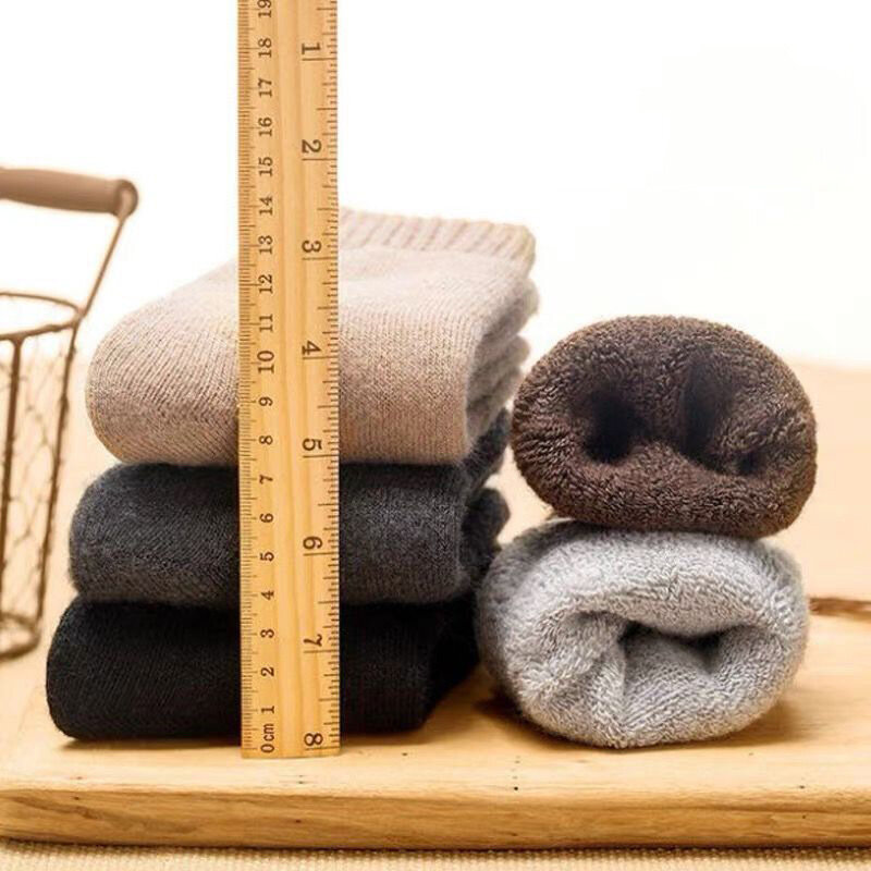 1 par homens mulheres meias de lã inverno quente masculino super mais grosso sólida meias merino cashmere meias contra neve fria meias térmicas