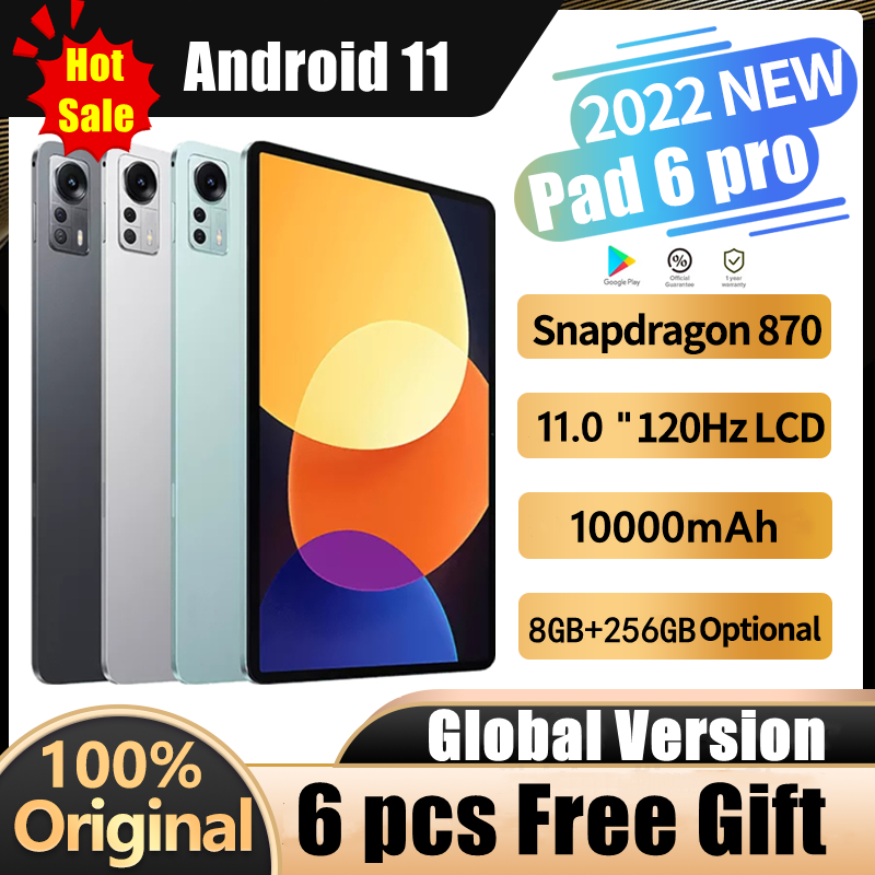 Глобальная прошивка Pad 6 Pro планшет Android Snapdragon 870 планшеты WQHD + ЖК 120 Гц 2,5 k 10000 мАч телефон планшет Android 11 планшет