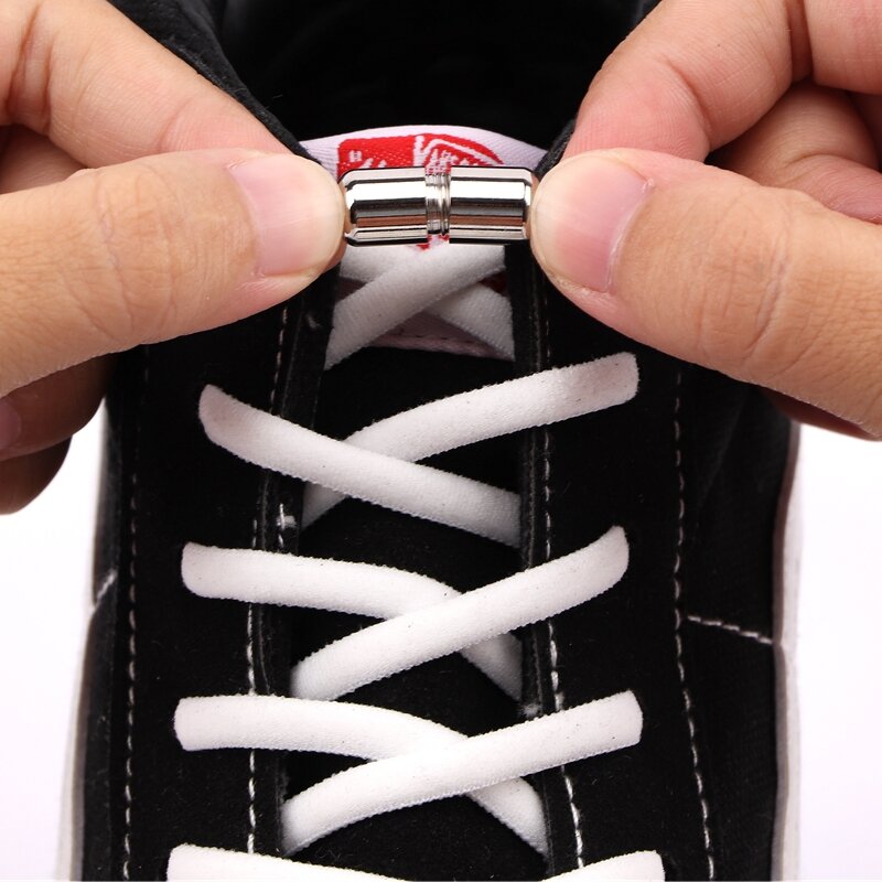 New Elastic No Tie Shoelaces Metal Lock Shoe Laces For Kids Adult Sneakers Quick Shoelaces Semicircle Shoelaces Lazy Laces