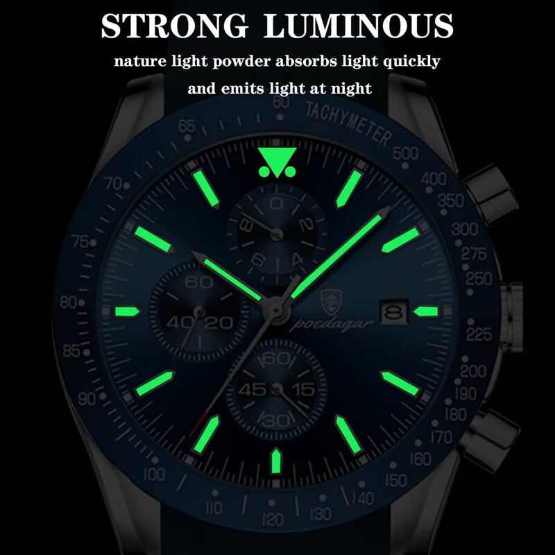 럭셔리 캐주얼 스포츠 시계, 최고 브랜드 크리에이티브 크로노그래프 실리콘 스트랩, 날짜 발광 방수 남성 시계
