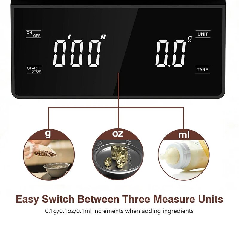 Rodanny-스마트 디지털 전자 정밀 타이머 포함 주방 저울, 드립 휴대용 가정용 커피 저울