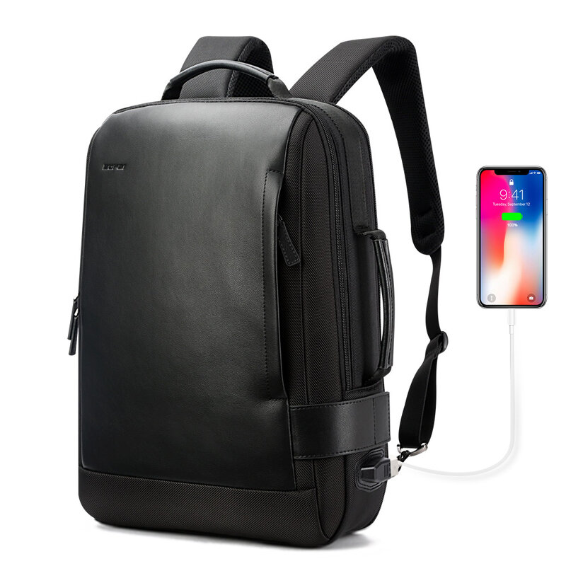 BOPAI-Plecak podróżny z możliwością powiększenia i zewnętrzną ładowarką, ładowanie USB, laptop 15,6", antykradzieżowy, wodoodporny