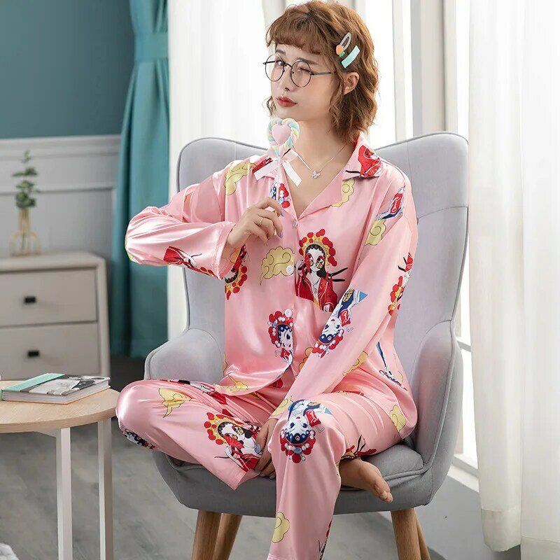 Spring / Summer 2022 New 100% Viscose Long-Sleeved Trousers Ladies Pajamas Suit Simple Style Long Pajamas Women's Home Service