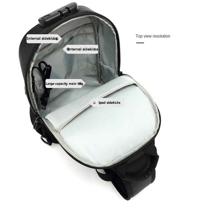 SUUTOOP-Bolso de hombro antirrobo multifunción para hombre, bandolera de viaje con carga USB, a la moda