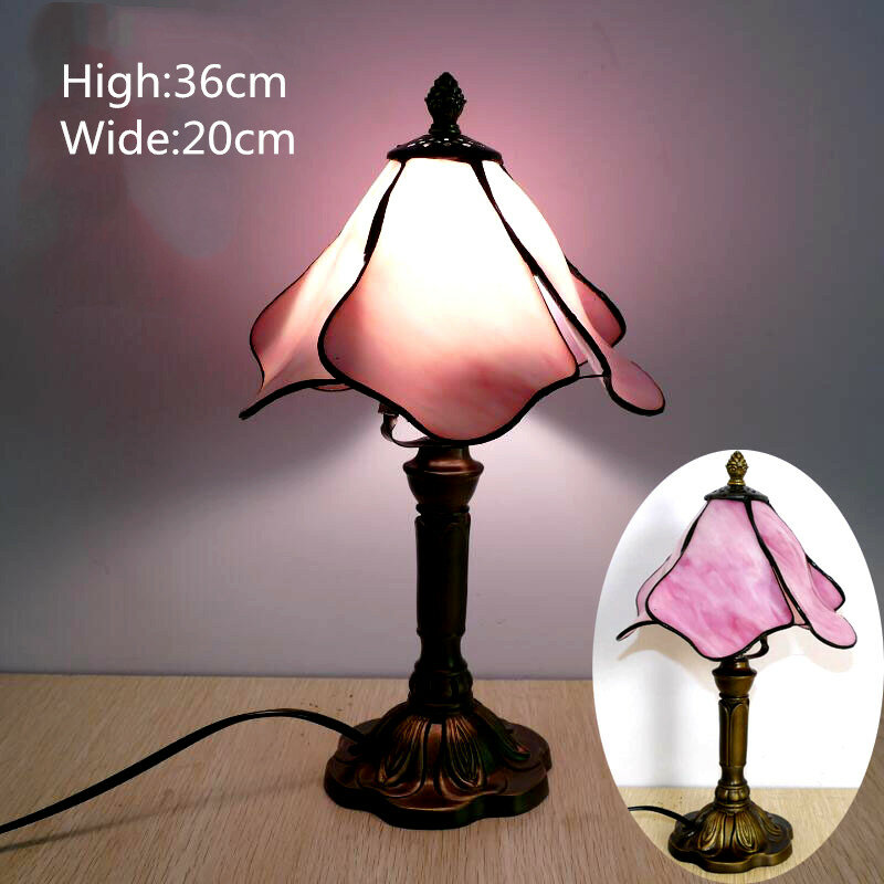Mediterranean Style Restaurant Bar Cafe LED Vintage Desk Lamp Bedside Colorful Glass Table Lamps Nightstand Light Bedroom Lamp
