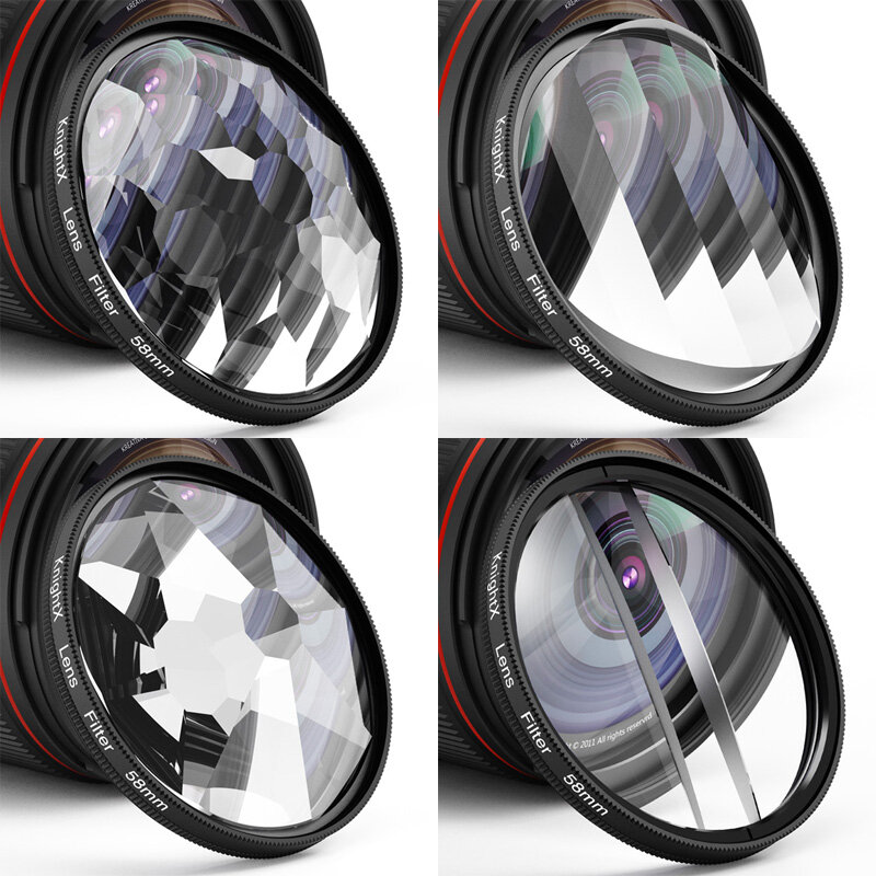 Filtro prisma fotocamera caleidoscopio diviso 52mm 55mm 58mm 67mm 72mm 77mm accessori fotografia mcuv ND CPL telefono cellulare in vetro a stella