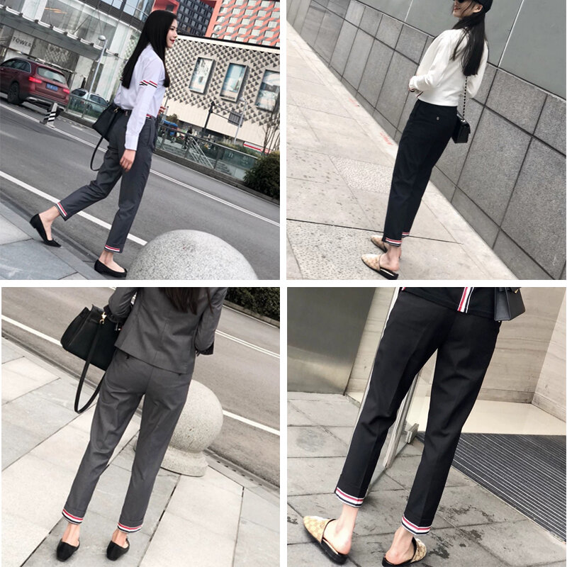 TB nine-point pants casual summer thin trousers iron-free men's and women's small feet suit pants summer