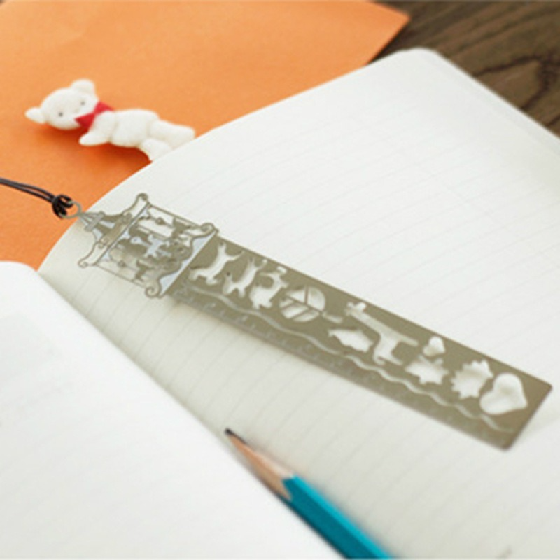 Exquisite Metal Bookmark with Scale Ruler Creative Multi-Functional Exquisite Painting Icon Model Ruler
