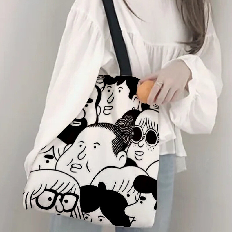 2022 Girls' Fashion Cartoon Japanese Literary Shopping Women's Shoulder Portable Canvas Bag Logo Hand Bags for Women