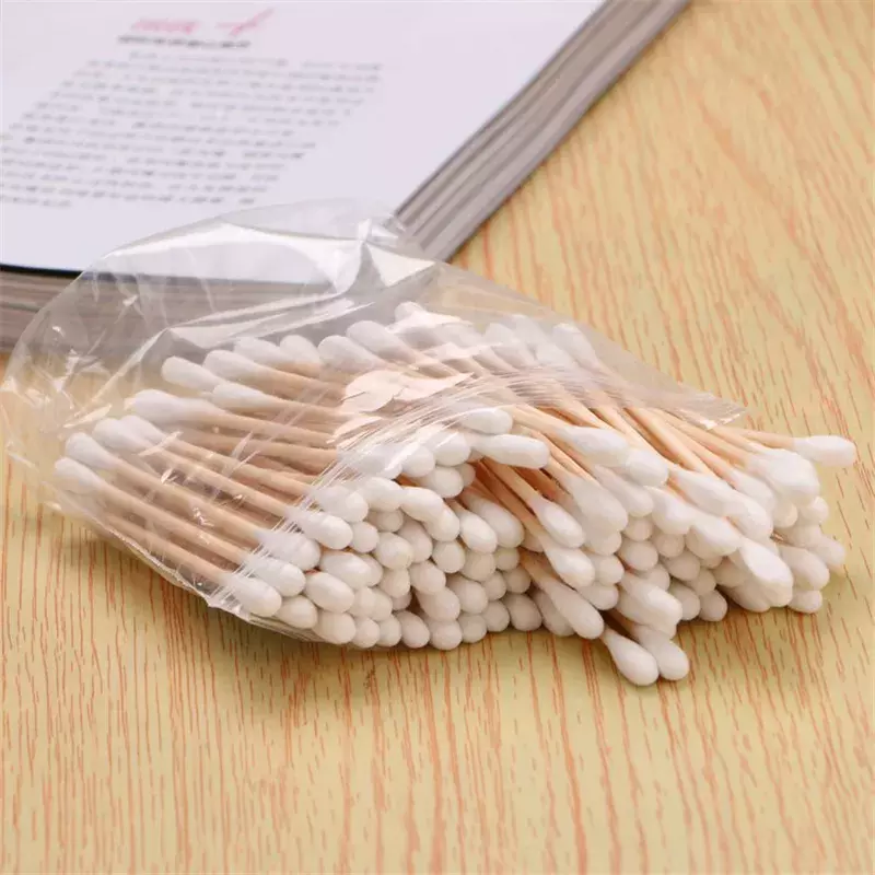 500pcs Double Head Cotton Swab Wooden Cotton Buds for  Nose Ear Cleaning Wood Sticks Cotton Swabs Health Care 100pcs