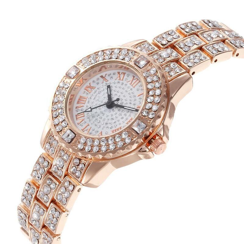 หรูหราคริสตัลผู้หญิงสร้อยข้อมือนาฬิกาสีโรสโกลด์ Silver แฟชั่นเลดี้นาฬิกาควอตซ์หญิงนาฬิกาข้อ...