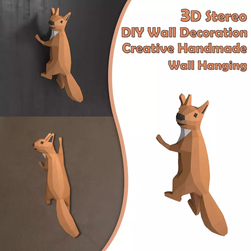 Accessori da scrivania scoiattolo Model-3d decorazione da parete Stereo fai da te fai da te fatti a mano creativi da appendere alla parete ornamenti per la casa