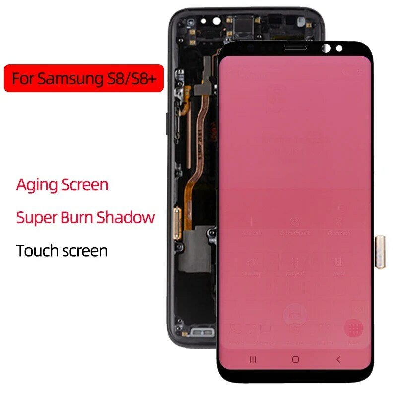 الشيخوخة الظل الأحمر شاشة تعمل باللمس لسامسونج S8 زائد G955 حرق مكونات شاشة تعمل باللمس لسامسونج S8 G950