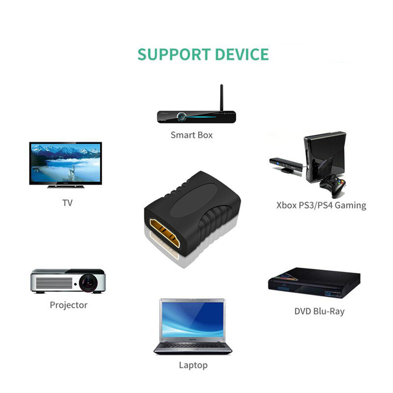 Adaptador de extensión compatible con HDMI de 1080P, convertidor de conector hembra a hembra, extensor compatible con HDMI para Monitor de proyector HDTV