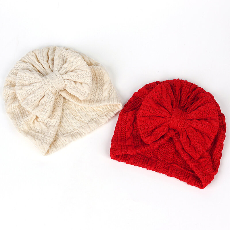Primavera autunno Cute Bow Baby Hat turbante infantile per ragazze Cotton Head Wraps Toddler Kids Bonnet neonato Beanie Cap per 0-36m