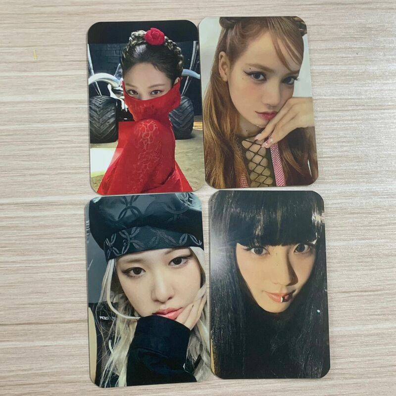 Kpop lisa jennie rosa jisoo 4 pçs nascido rosa cartão de presente especial fotocartões de dupla face lomo cartões fãs coleções