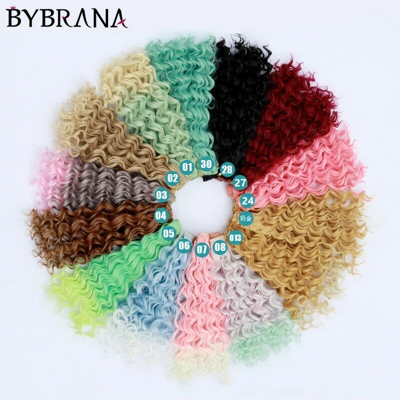 Bybrana-شعر مستعار طويل مجعد من الألياف بدرجة حرارة عالية ، 25 سنتيمتر × 100 سنتيمتر ، مصنوع يدويًا من BJD SD ، متعدد الألوان