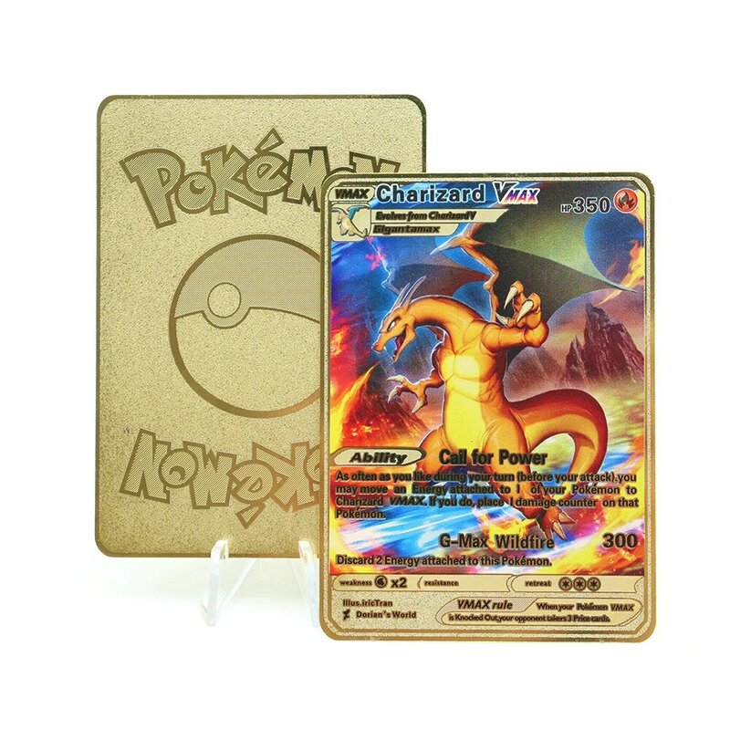 New Anime Pikachu Charizard Pokemon Metal Cards GX EX Vmax Birthday Gift Limited Edition Hobbies Collection Cards Toys