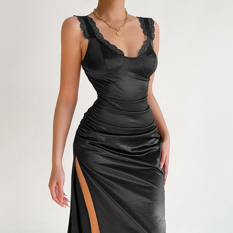 2022 damska koronkowa szyta koronkowa dzielona sukienka na szelkach slim odsłonięta plecak spódnica biodrówka damska letnia sukienka elegancka sukienka kobieta