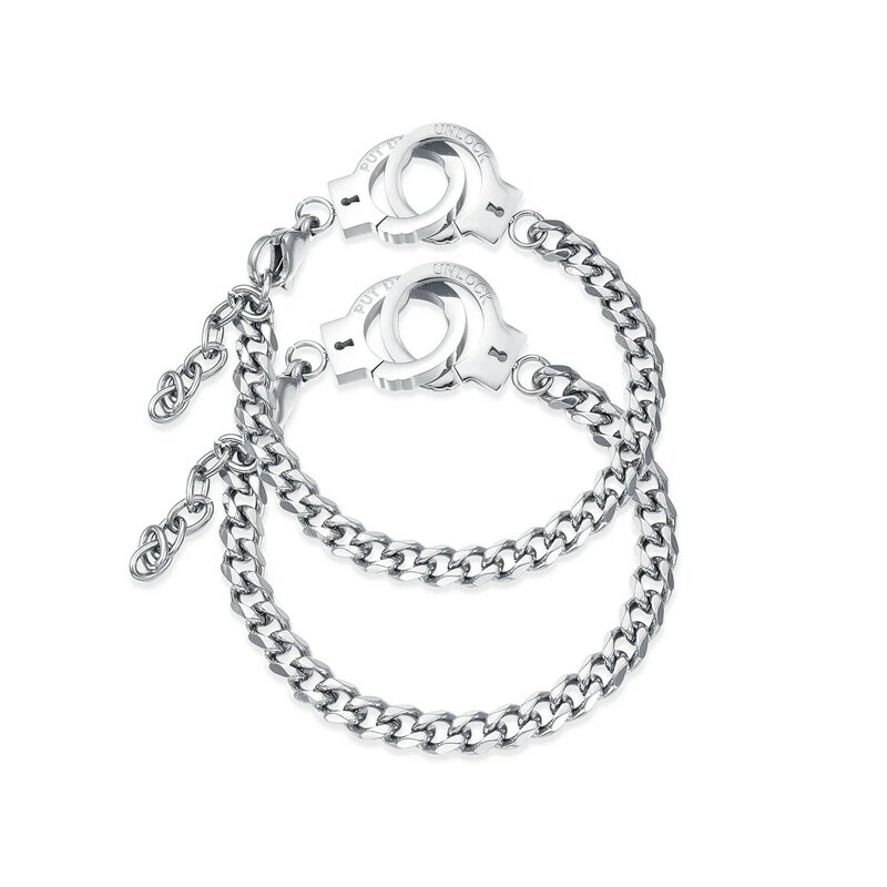 European and American Fashion Brand Simple Personalized Titanium Steel Handcuffs Bracelet Stainless Steel Lovers Bracelet