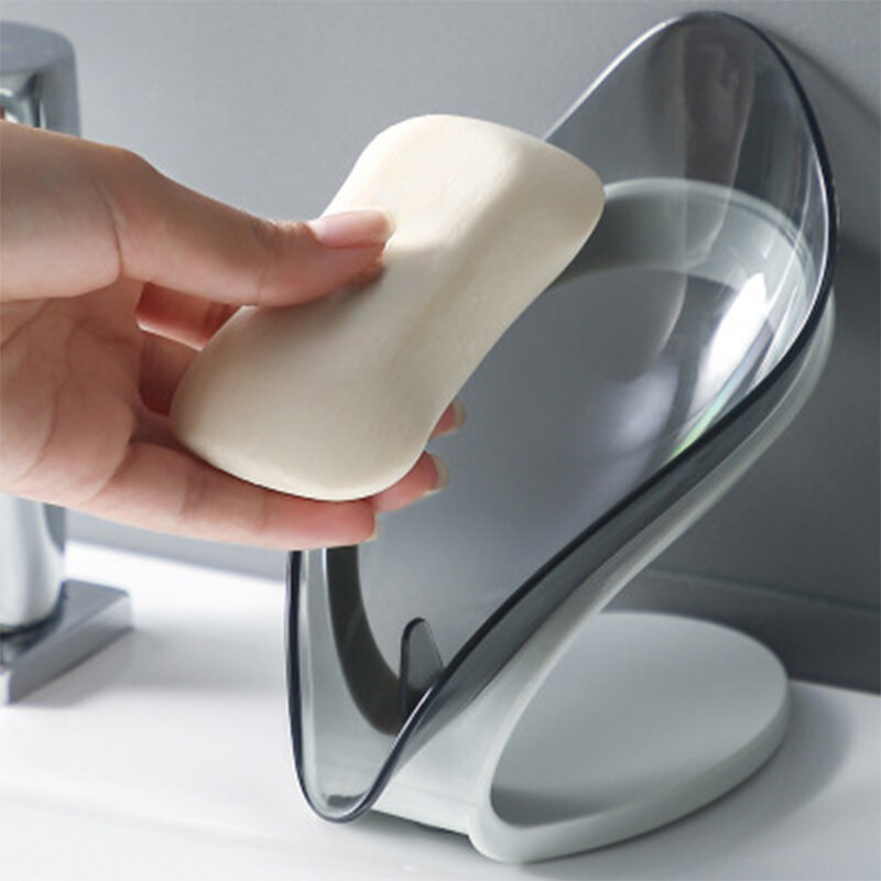 Soap Holder Leaf Shape Dish Soap Kitchen Sponge Soap Box Storage Non-slip Drain Soap Case Container Bathroom accessorie