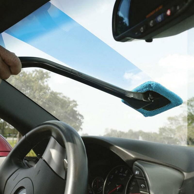 Accesorios para coche, Kit de cepillo limpiador de ventanas, herramienta de lavado de parabrisas Interior, limpiaparabrisas de vidrio automático con mango largo