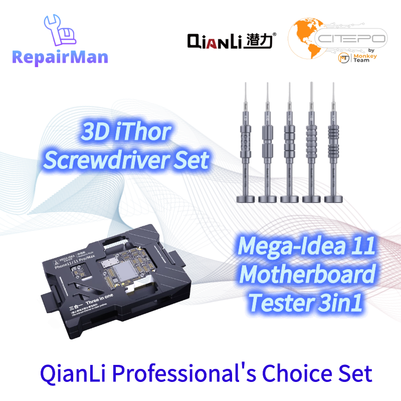 Qianli Professionele Keuze Toolset 3D Ithor Schroevendraaier Set Icopy Super Cam Ir 2S Iatlas Iclamp Plus Zwart Stencils tester