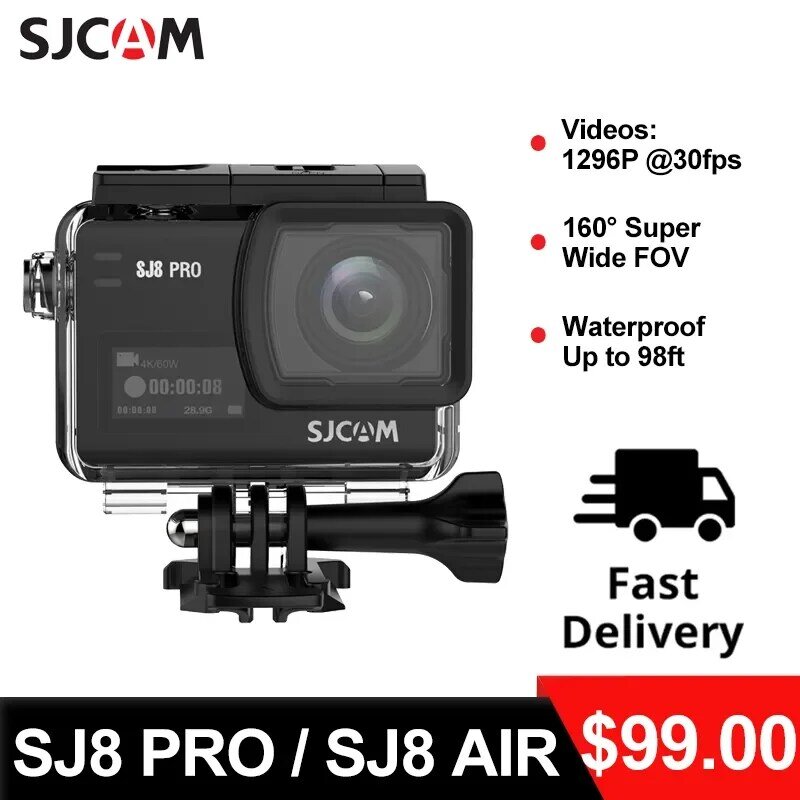 SJCAM-SJ8 Câmera de ação Pro Air e SJ8, impermeável Sports DV, anti-shake, Wi-Fi, controle remoto, 4K, 60FPS, GYRO, 1290P