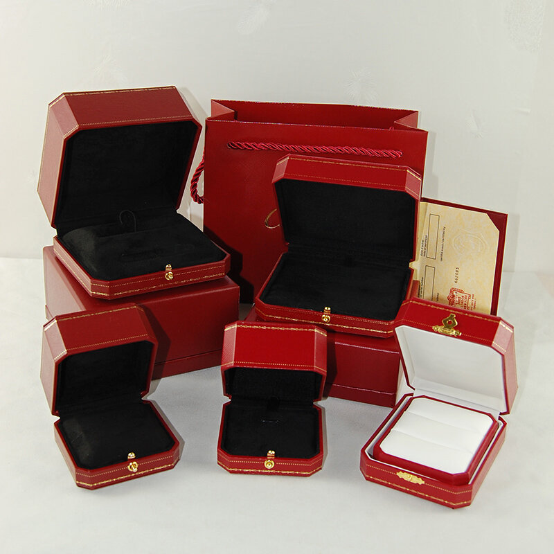Clássico design da marca de luxo caixa anel colar pulseira exibição noivado presentes embalagem jóias caso armazenamento certificado saco