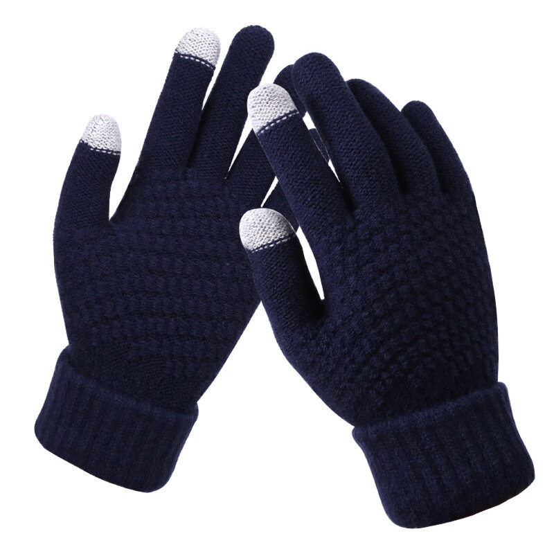 Guantes de esquí de invierno para hombre y mujer, guantes cálidos de lana gruesa con pantalla táctil