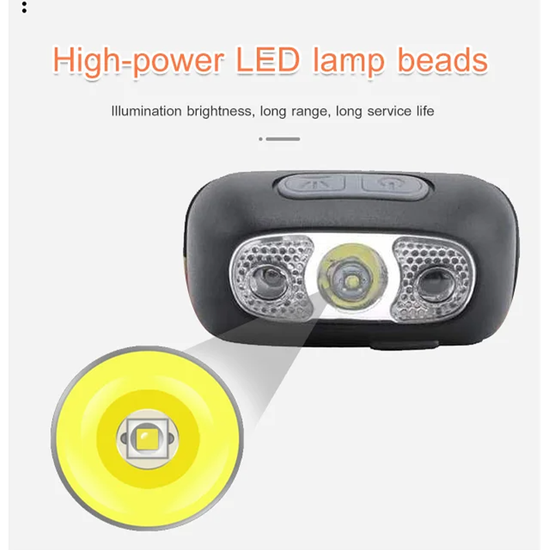 2Pcs Sensor ไฟหน้าการควบคุมท่าทางไฟหน้า LED กันน้ำ USB ชาร์จ Bright หัวไฟฉายเดินป่าตกปลา