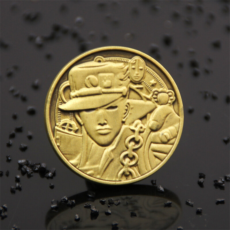 Anime JoJo Bizarre Adventure Coin Cosplay Props Kujo Jotaro Giorno Giovanna Gold Commemorative Coin Prop Accessories