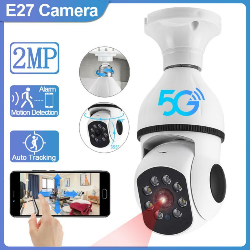Cámara de vigilancia inteligente con bombilla E27, dispositivo de seguimiento humano automático, visión nocturna, Ip, Audio bidireccional, Wifi