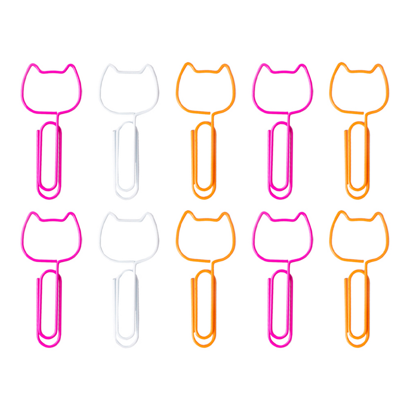 20個漫画の猫の形ペーパークリップのクリエイティブクリップ (ランダムカラー)