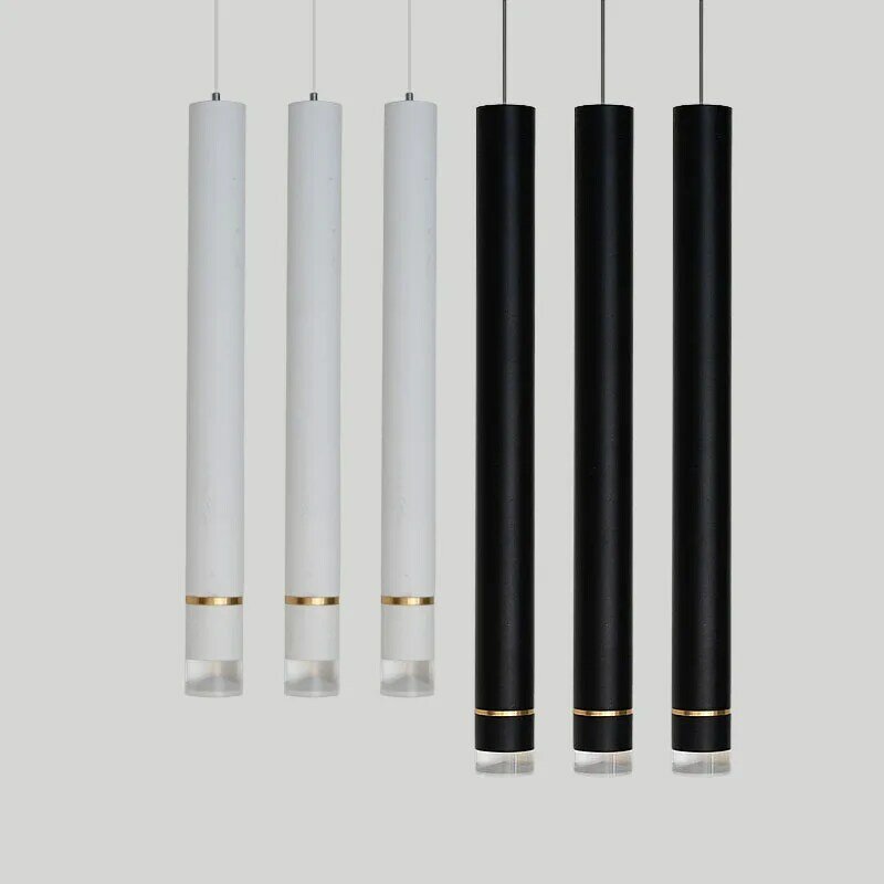 Диммируемый светодиодный подвесной светильник, цилиндрическая длинная трубчатая лампа 7/10 Вт для кухонного островка, столовой, внутреннего освещения, круглый подвесной светильник