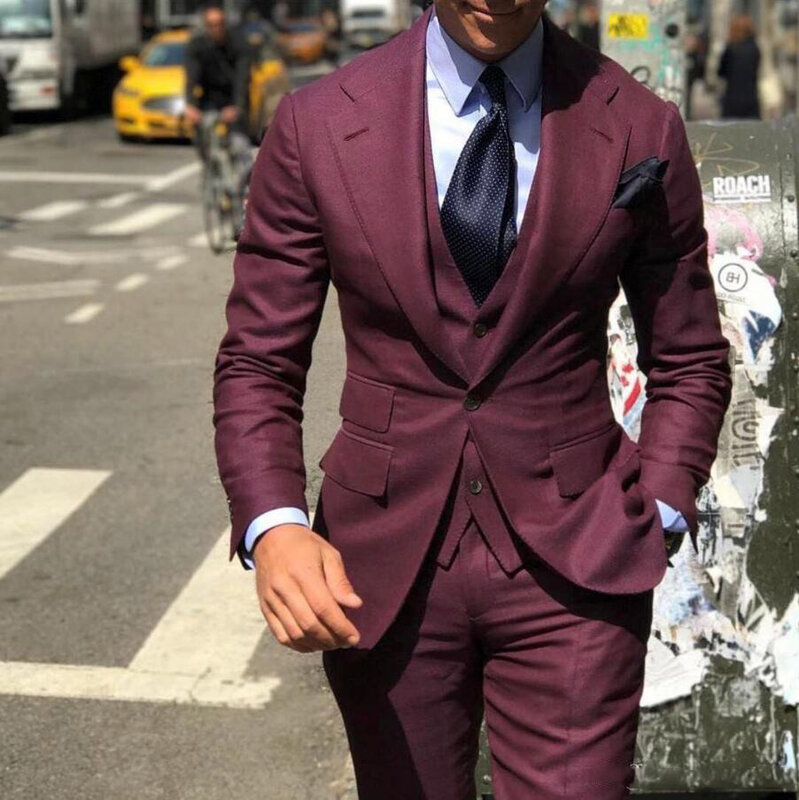 Eleganckie garnitury ślubne Slim Fit odzież dla pana młodego męska smoking smoking dla pana młodego mężczyzna tanie formalne biznes (kurtka + kamizelka + spodnie)