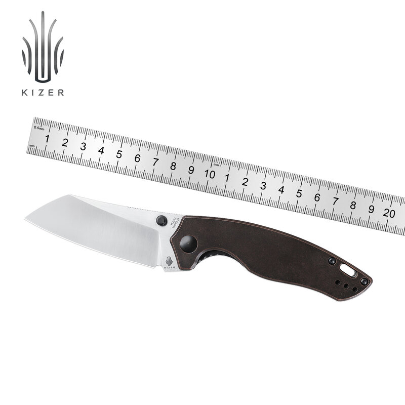 折りたたみナイフ,鋼の刃,狩猟用,屋外用,V4593c3 2022新しい銅ハンドル,154cm