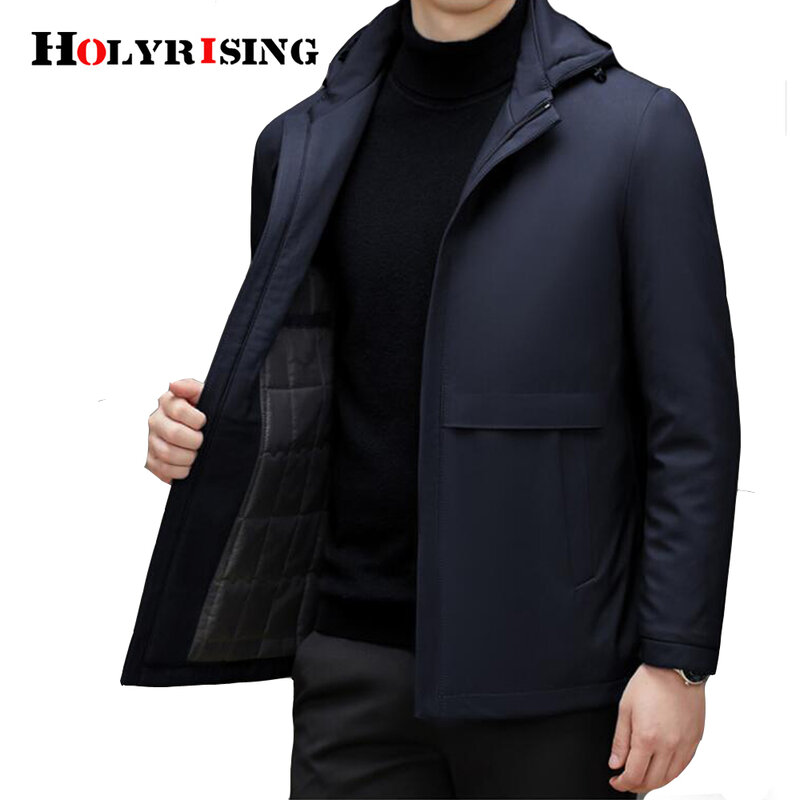 Holyring-Jaqueta de algodão com zíper masculina, casaco com espessura extra, estilo casual empresarial, inverno