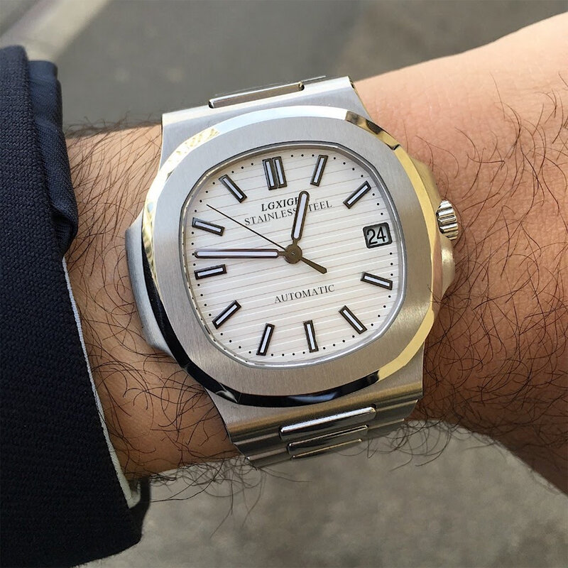 새로운 비즈니스 자동 남자 시계 스테인레스 스틸 미요타 8215 기계식 손목 시계, 일본 스포츠 최고 럭셔리 방수 시계