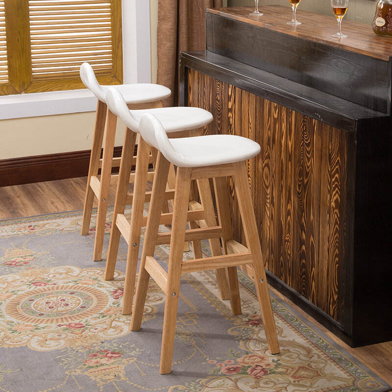 Madeira maciça estilo norte europeu e americano cadeira de barra alta banqueta de barra para casa café criativo moderno simples volta cadeira