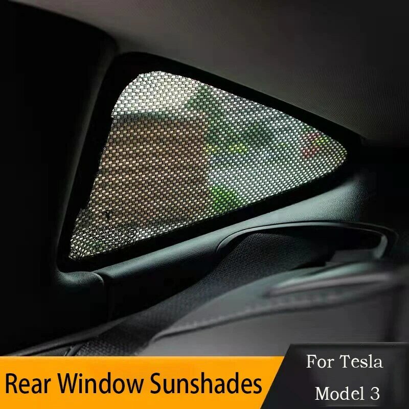 Dla 2017-2021 Tesla Model 3/Y tylny trójkąt siatka zacieniająca dekoracja strona boczna okulary przeciwsłoneczne tylne okno osłony przeciwsłoneczne siatka