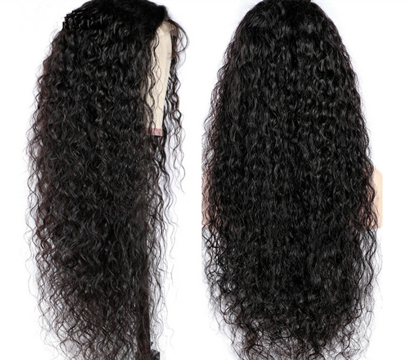 26 дюймов длинный черный синтетический кружевной передний парик Курчавые Кудрявые для женщин с детскими волосами предварительно выщипанны...